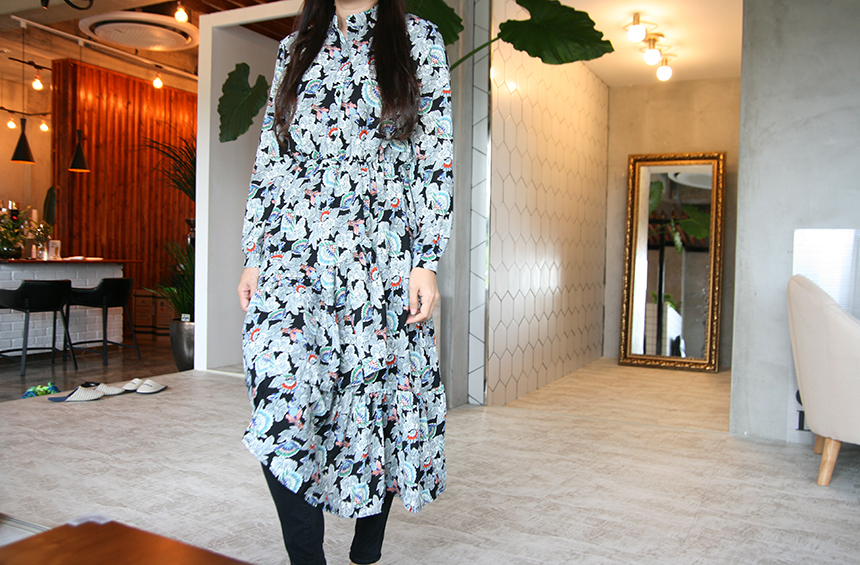 New Women Dress Autumn Flower Dress