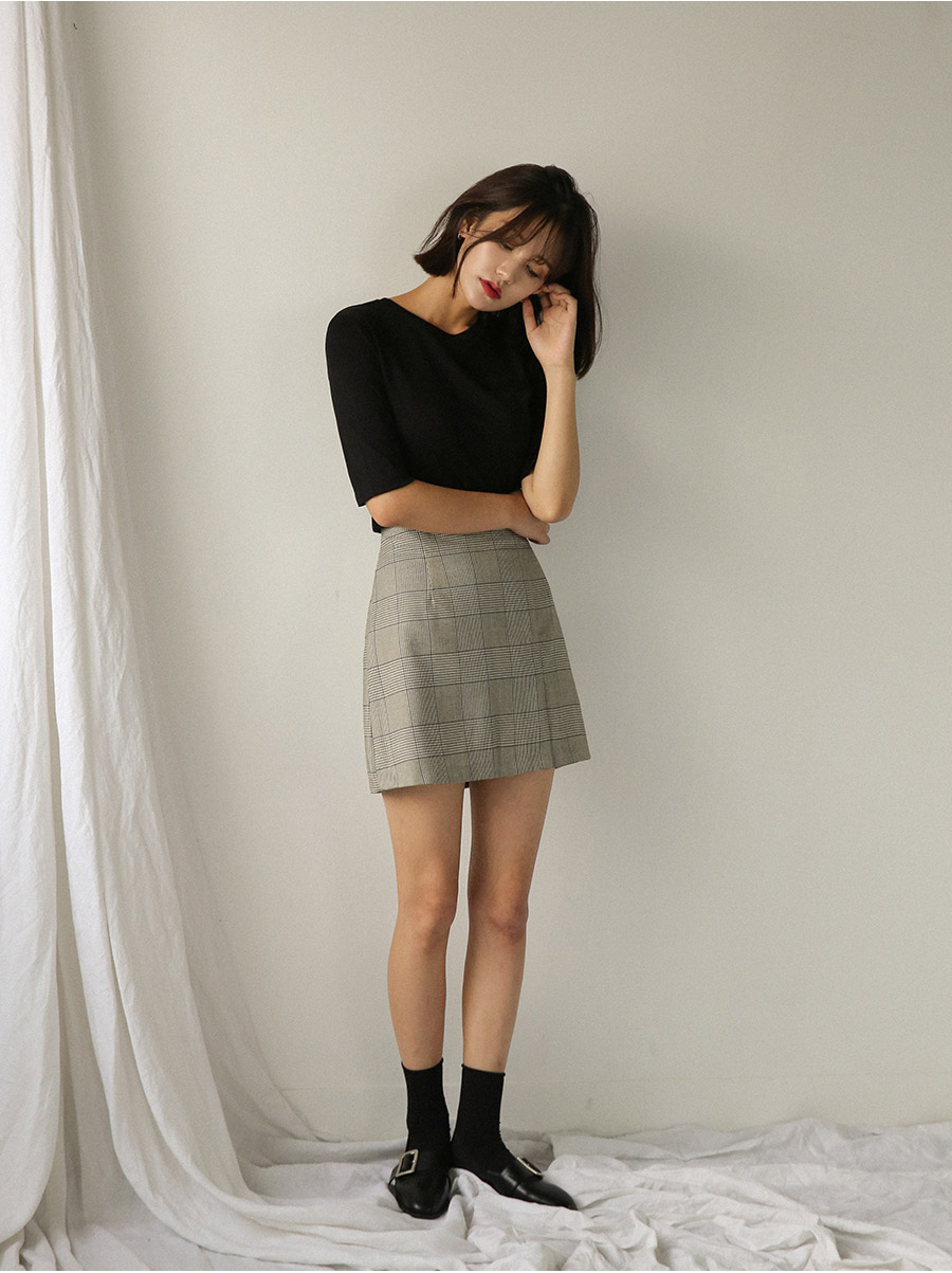 A line check mini skirt skirt short front gingham 