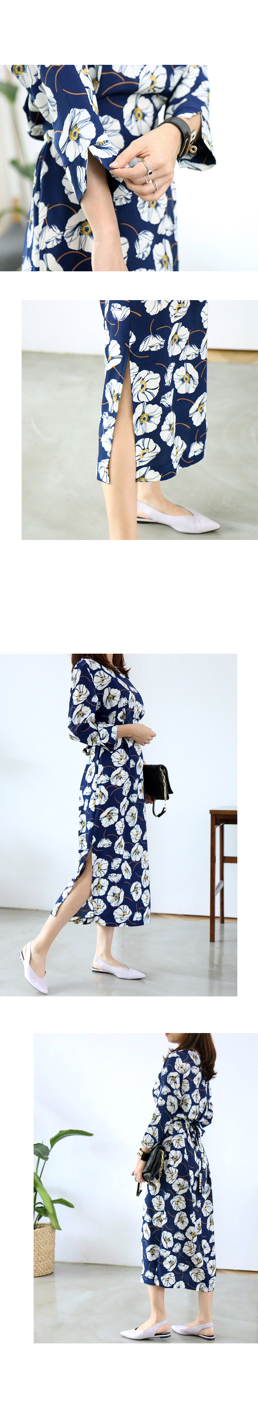 New Women Dress flower autumn full-length long-sle