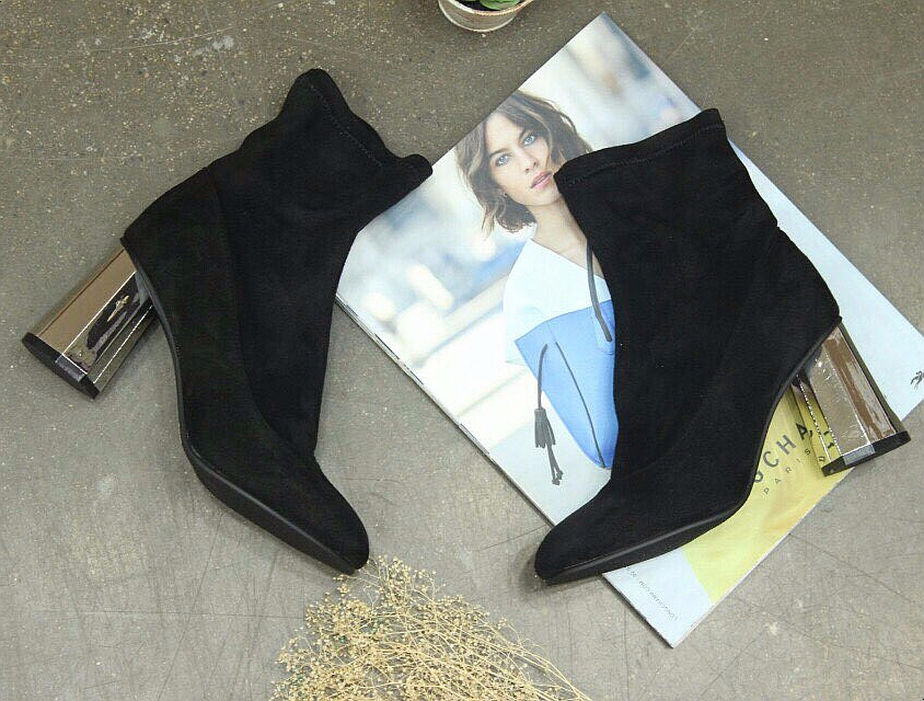 Suede Ankle Boots Basic Angle 8cm Modern &amp Chic