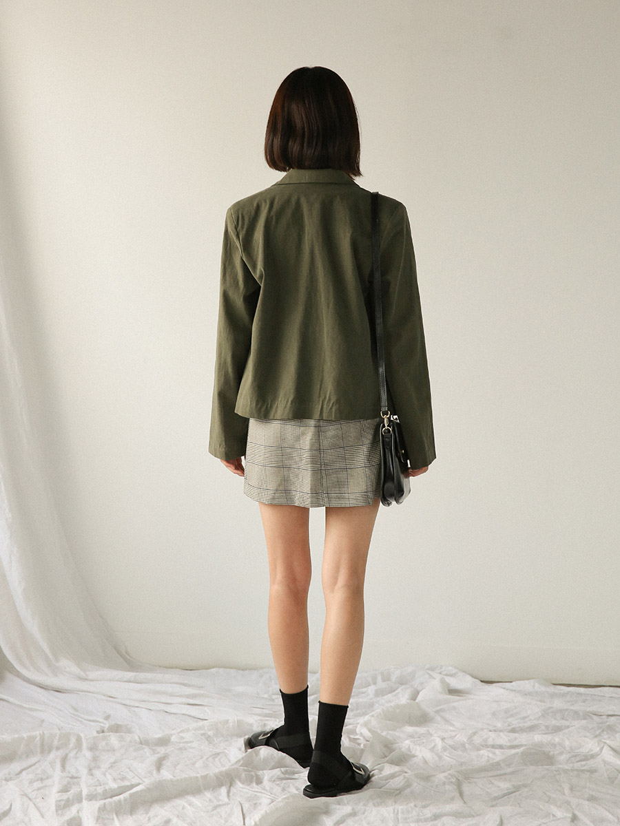 A line check mini skirt skirt short front gingham 