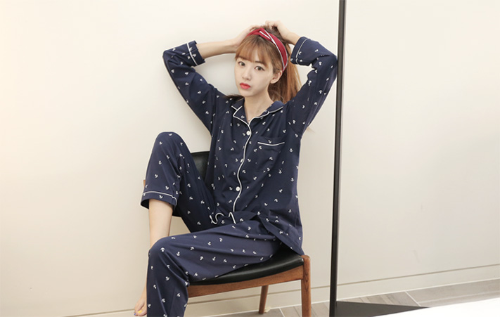 New anchor long sleeves pajama pajamas set homewar