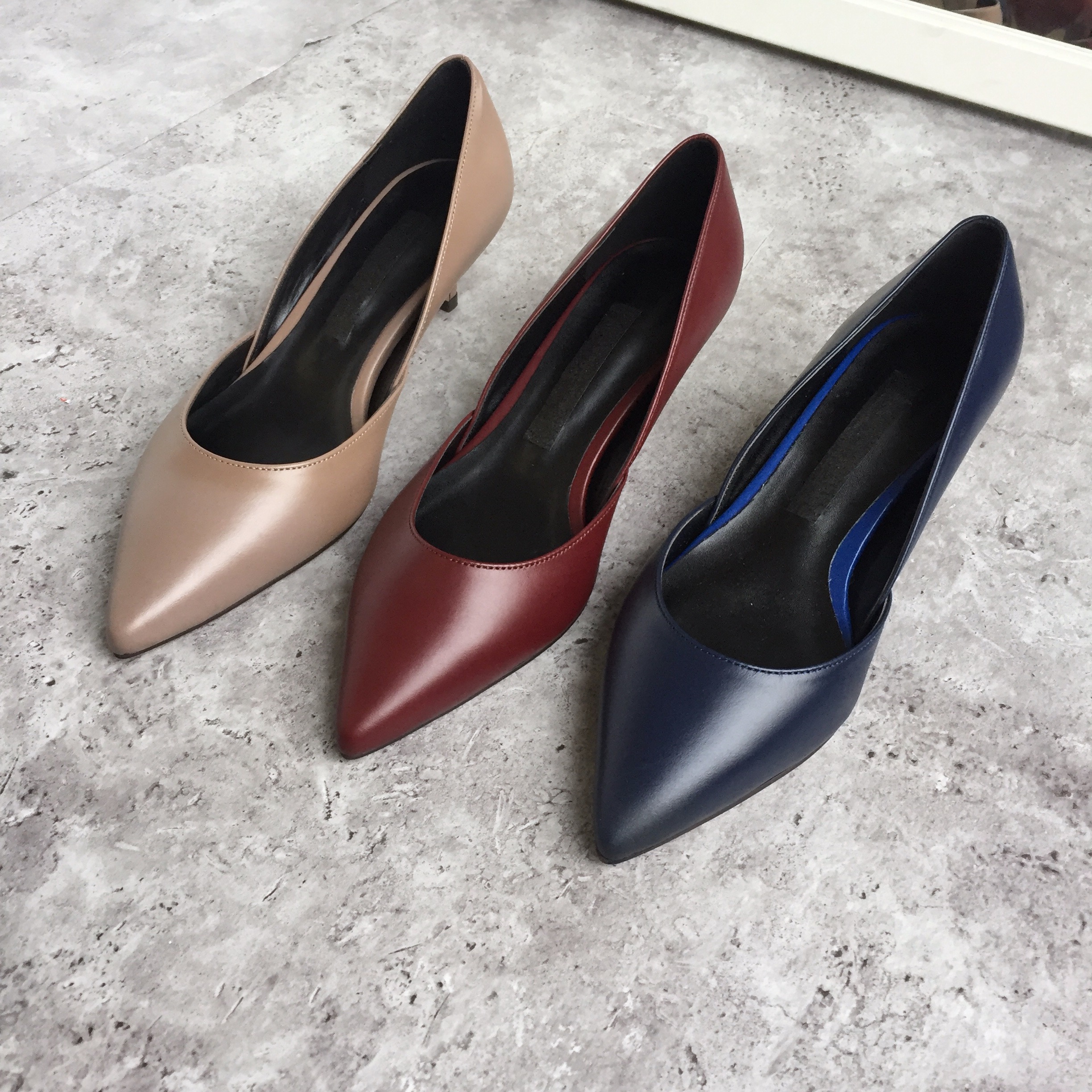 Handmade cowhide mid-heel stiletto 5cm color extra