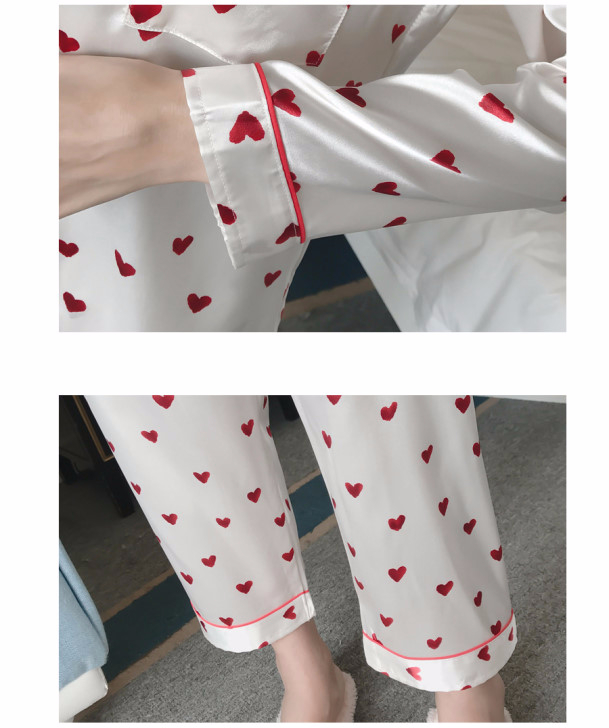 New Imported Heart Pajamas 2color Silk Home Womens