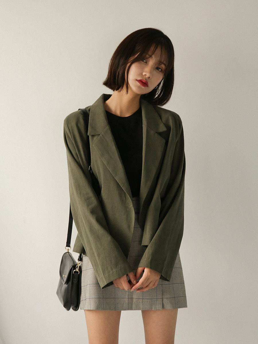 A line check mini skirt skirt short front gingham 