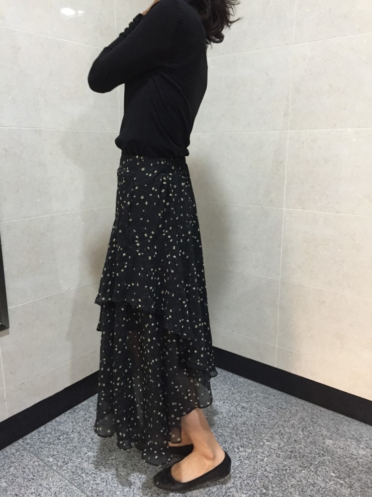 Flower pattern Chiffon Unisex Skirt Long Coordinat