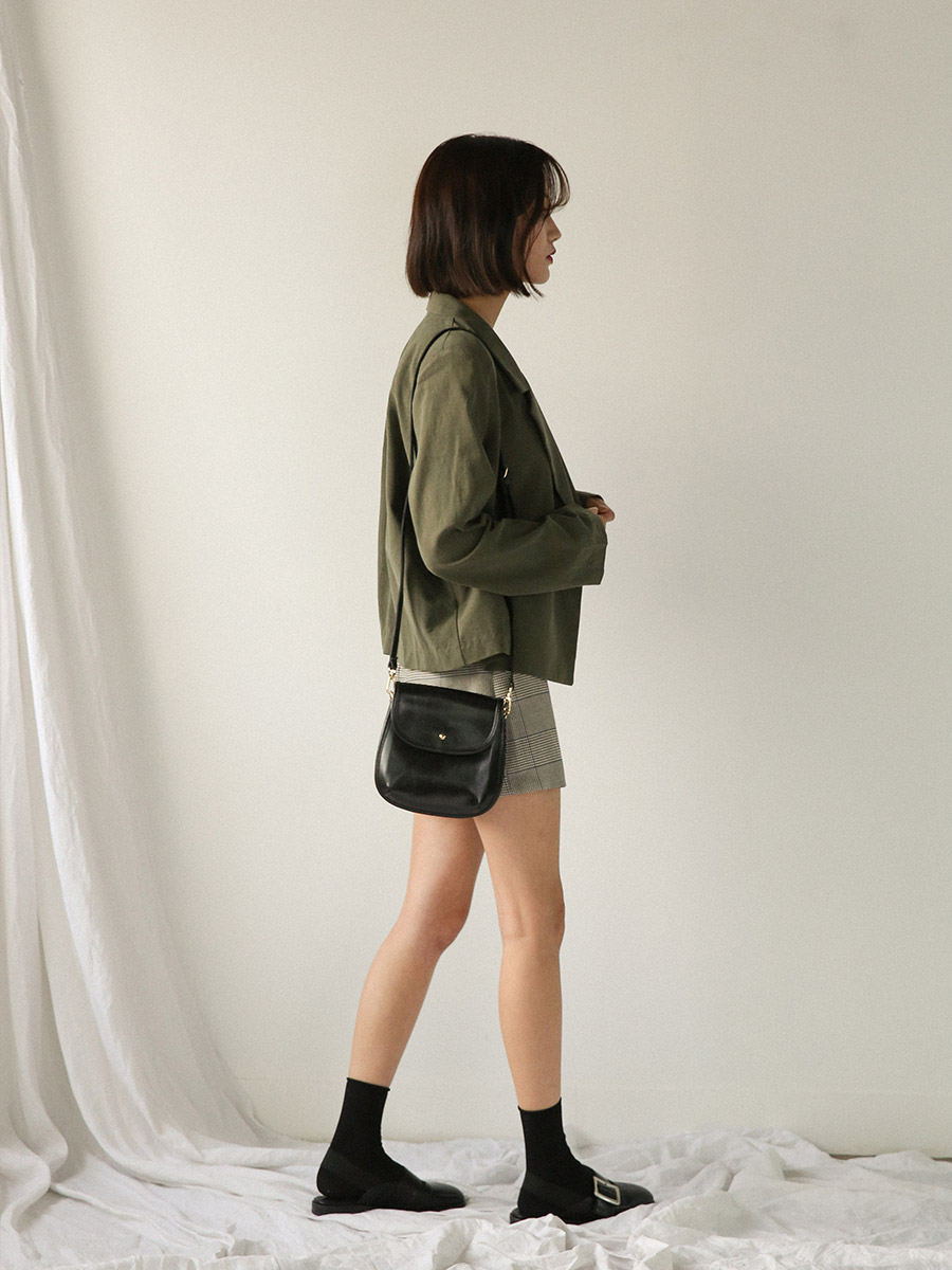 A line check mini skirt skirt short front gingham 