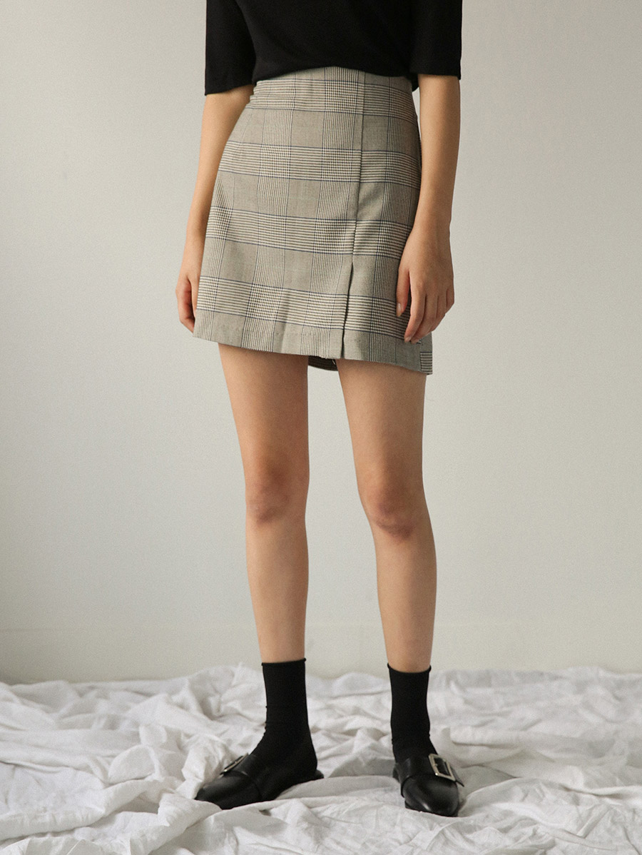 A line check mini skirt skirt short front gingham 