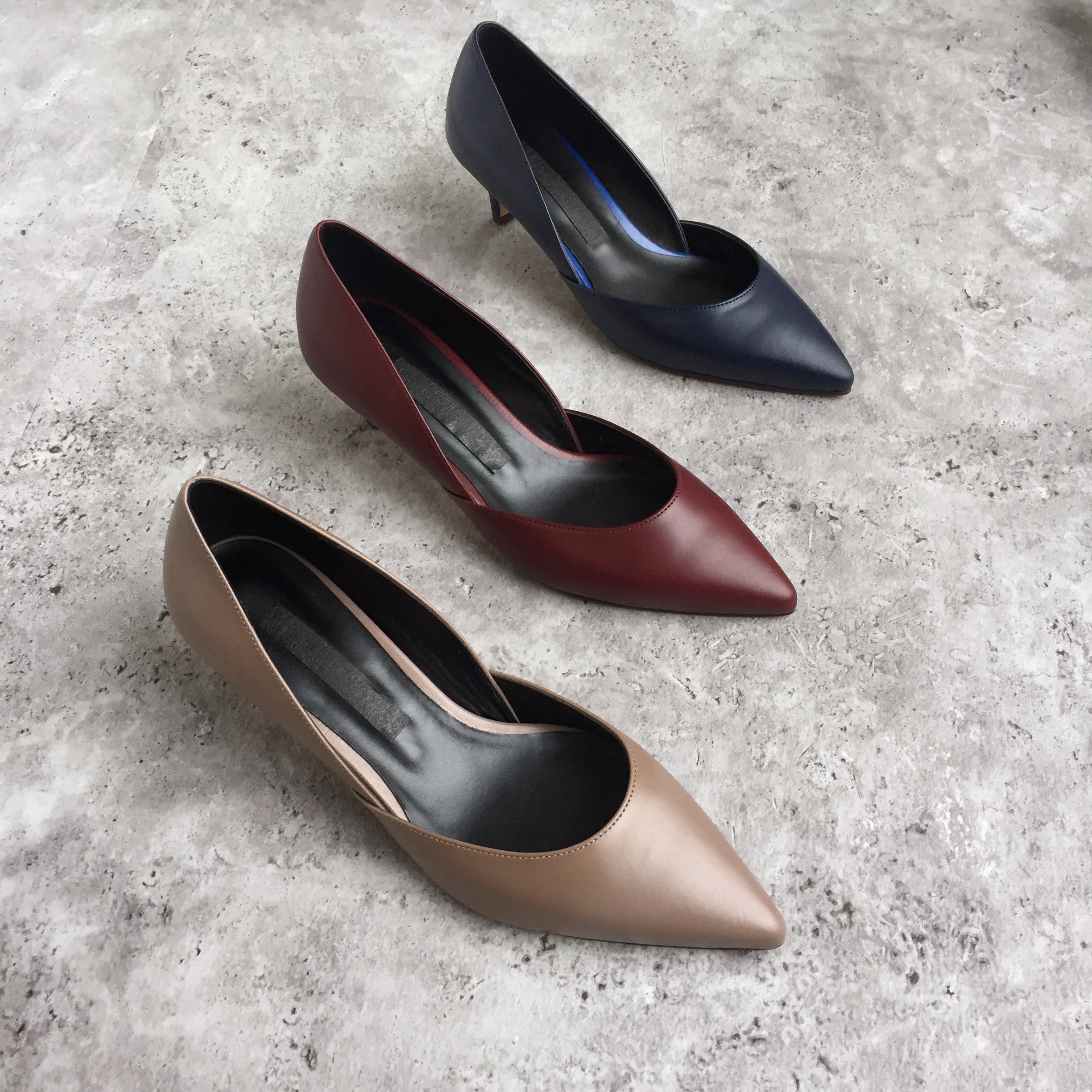 Handmade cowhide mid-heel stiletto 5cm color extra