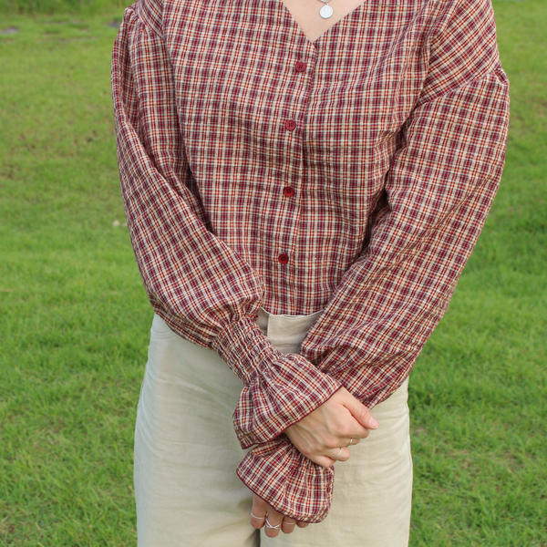 Women Blouses Wearing Delayed Autumn Red Check Blo