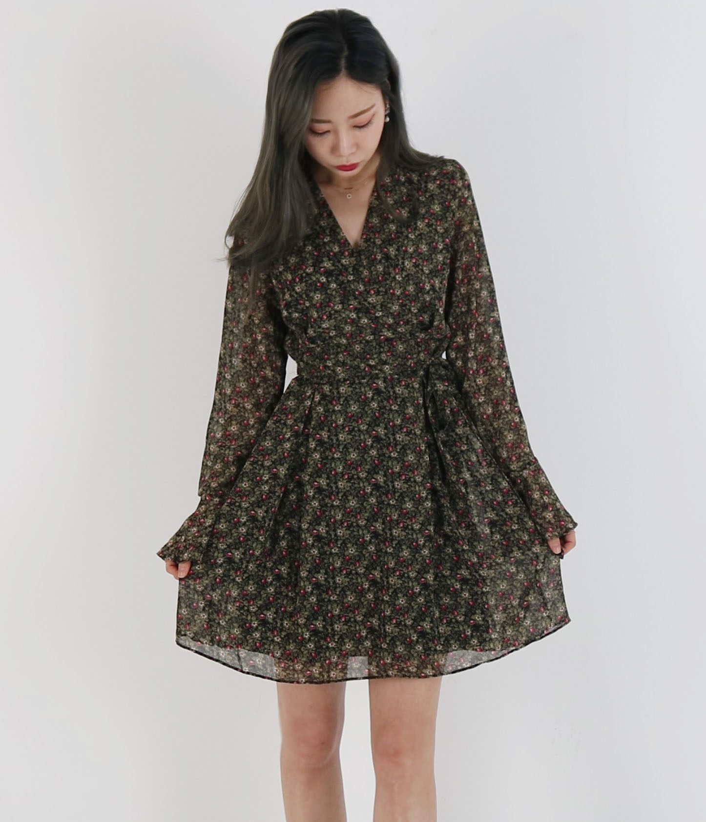 New Women Dress Autumn Chiffon Flower Passenger On