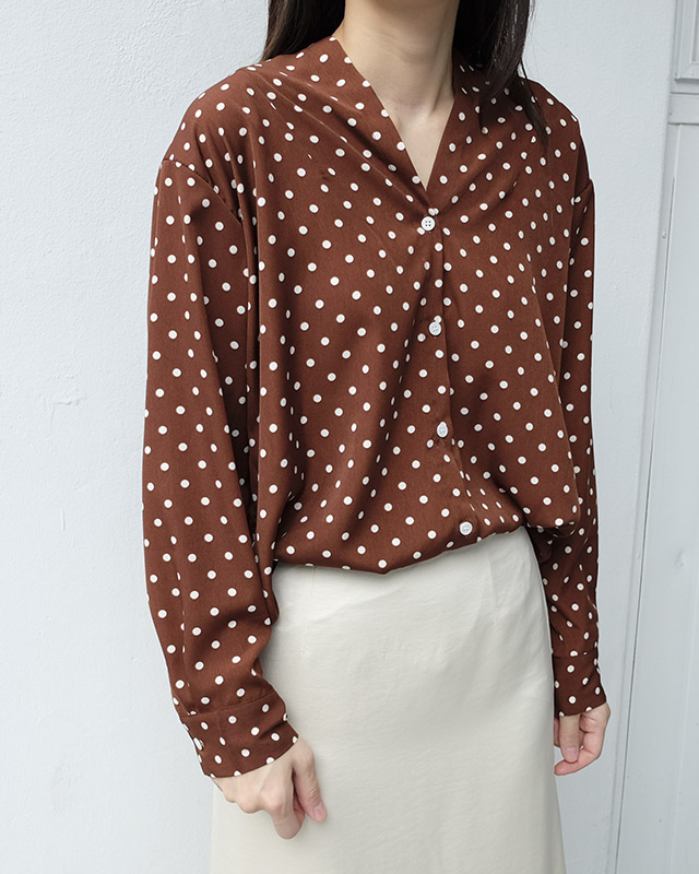 NEW FASHION LADY GIRL Blouse V-neck dot blouse