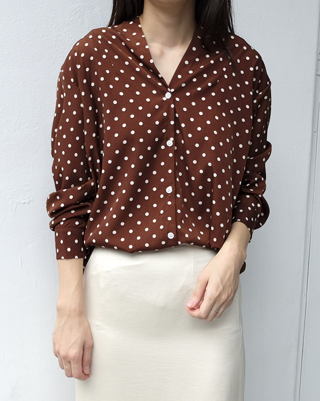 NEW FASHION LADY GIRL Blouse V-neck dot blouse