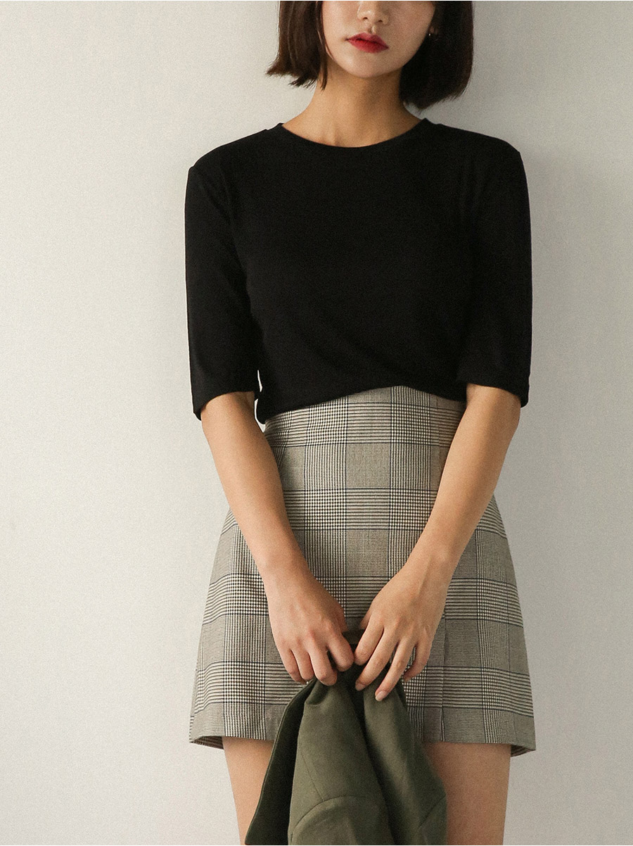 A line check mini skirt skirt short front gingham 