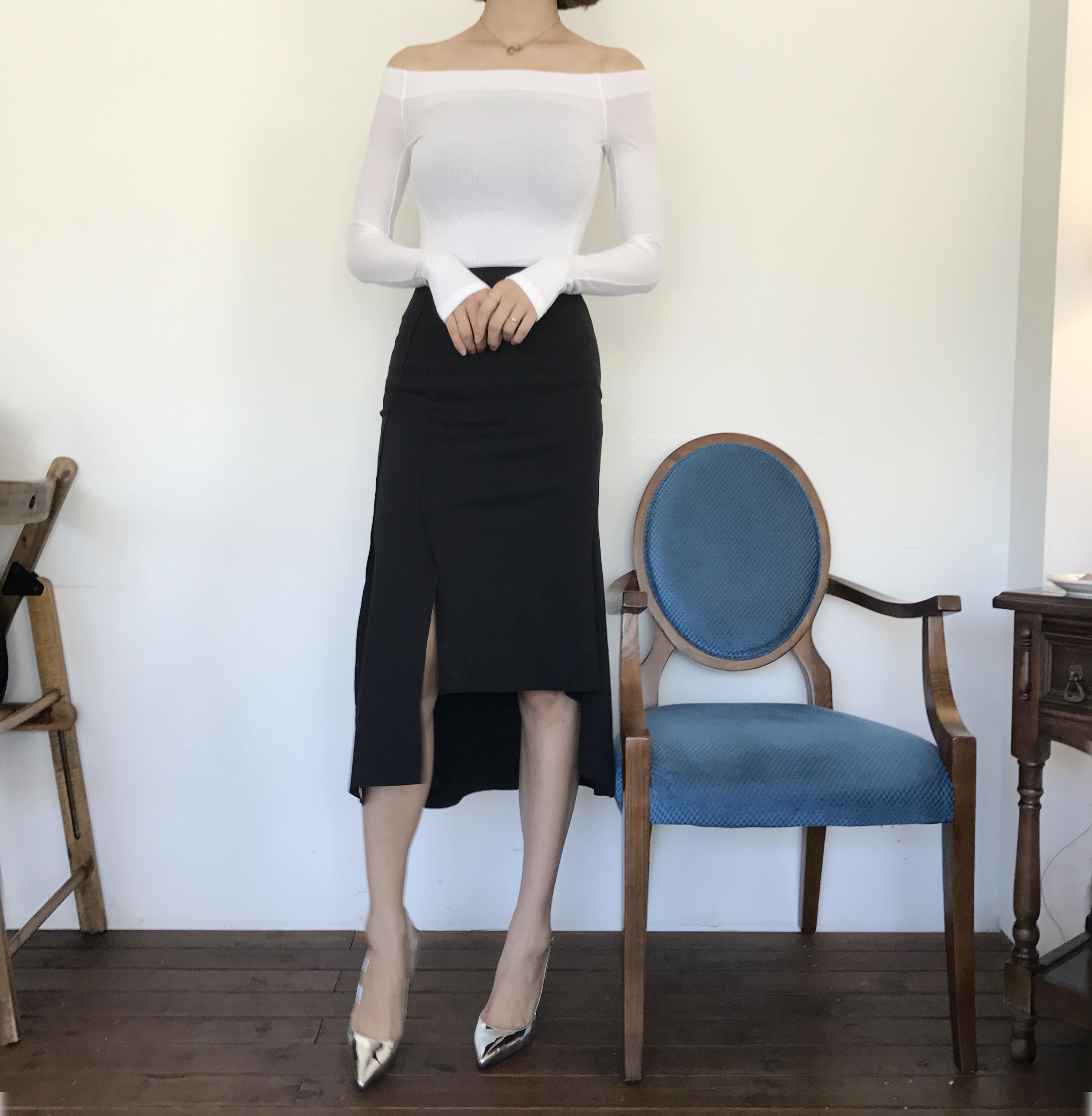 Cutting mermaid long skirt 3color unconventional g