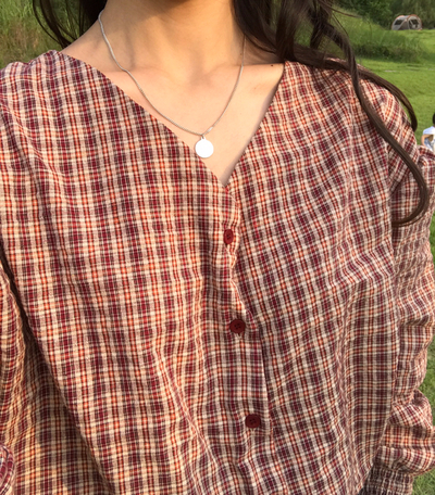 Women Blouses Wearing Delayed Autumn Red Check Blo