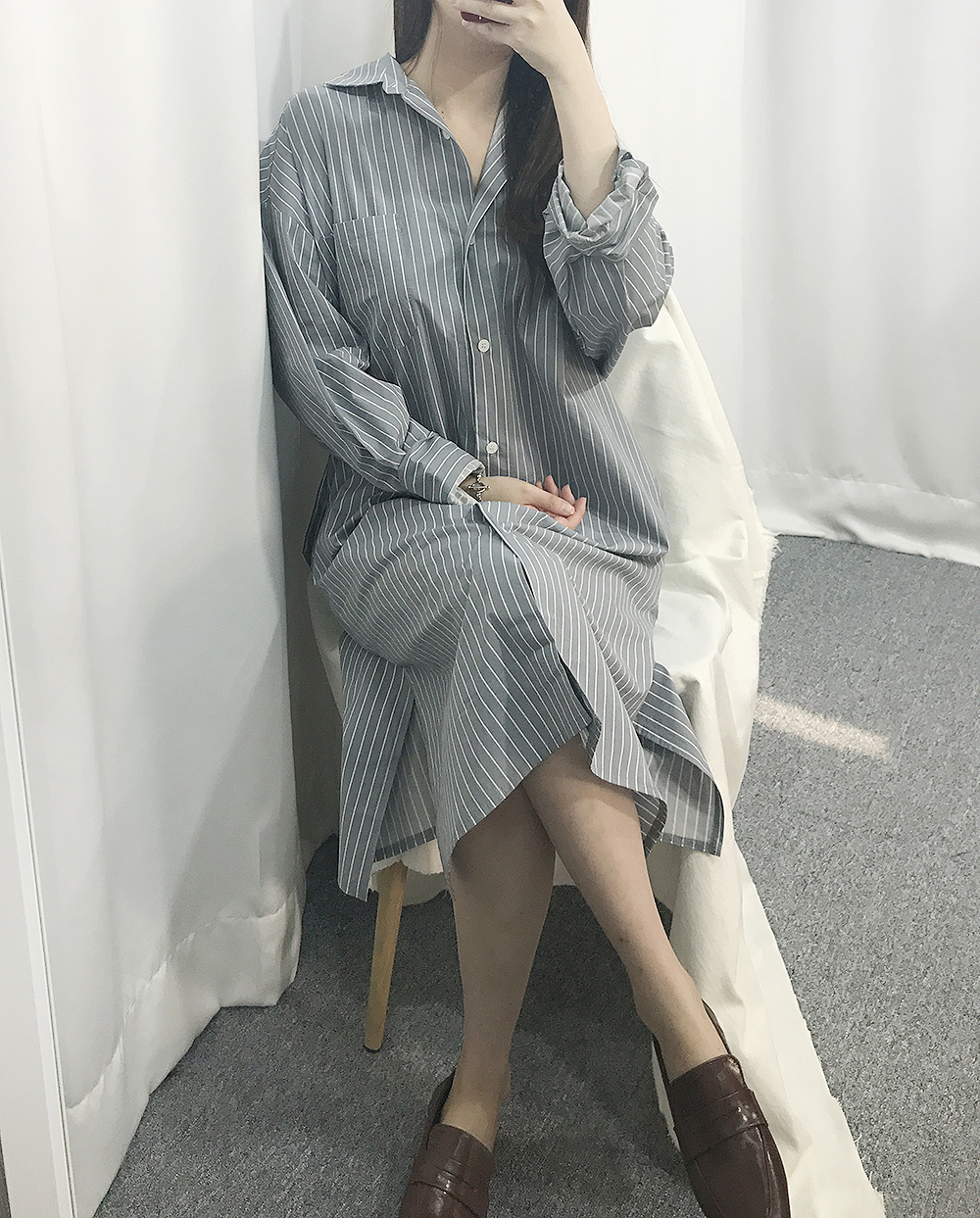 New striped shirt dress 2 col