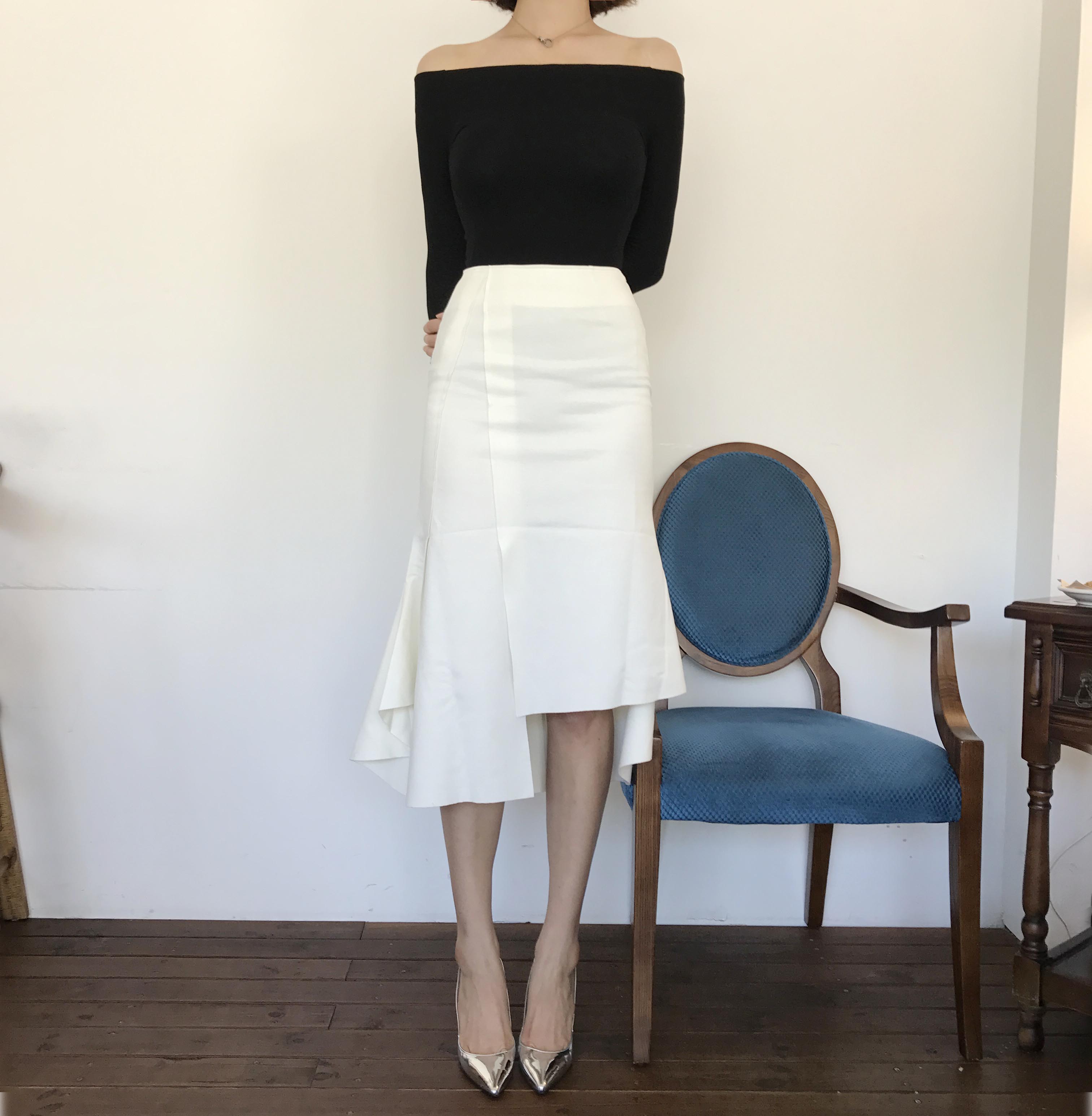 Cutting mermaid long skirt 3color unconventional g
