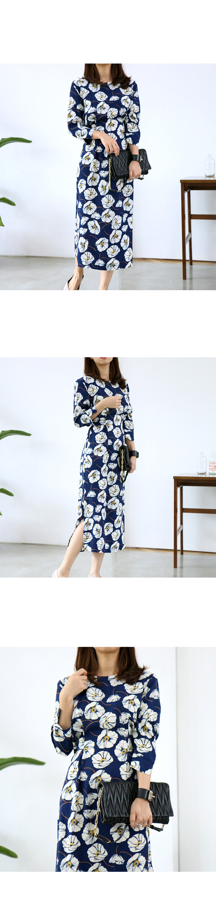 New Women Dress flower autumn full-length long-sle