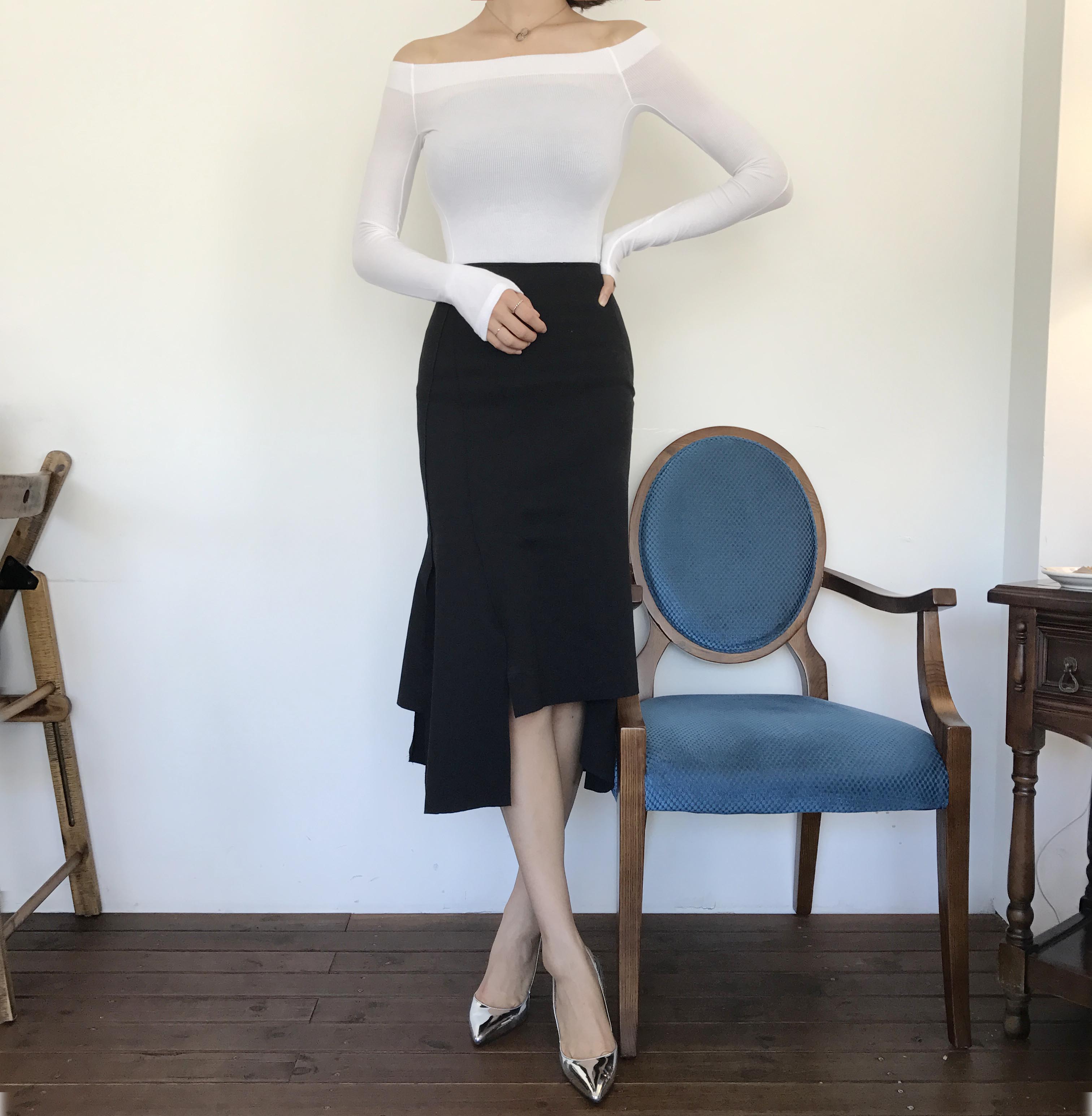 Cutting mermaid long skirt 3color unconventional g