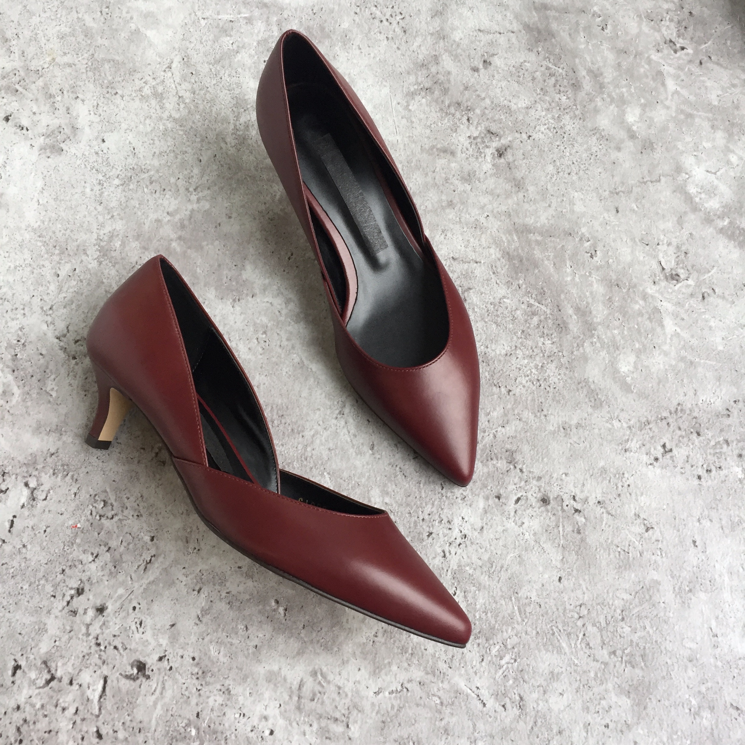 Handmade cowhide mid-heel stiletto 5cm color extra