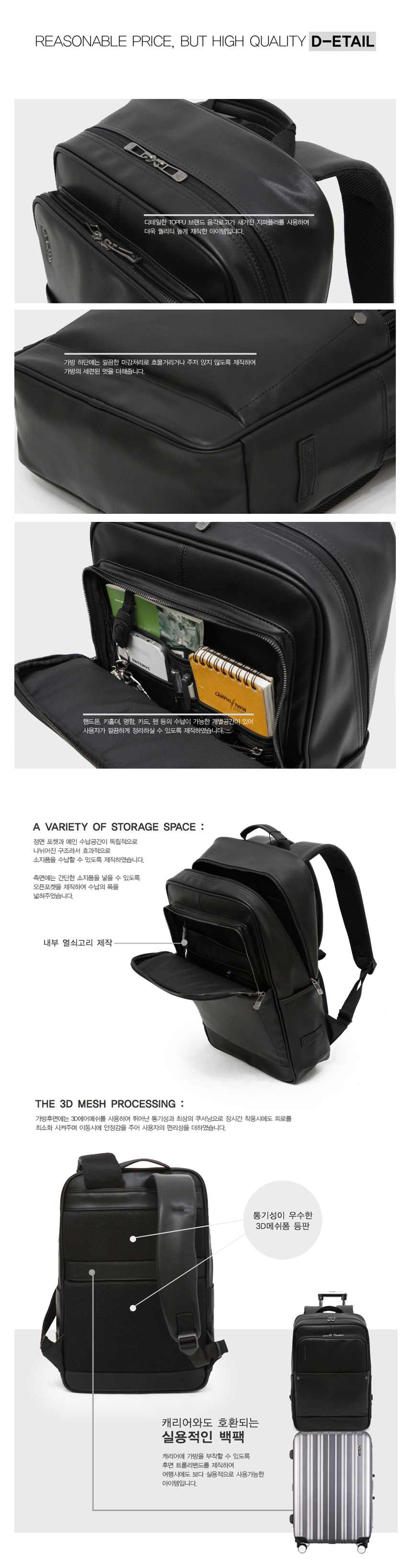 Men's Fake Men's Fake Leather Carrier Backpa