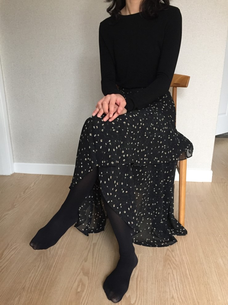 Flower pattern Chiffon Unisex Skirt Long Coordinat