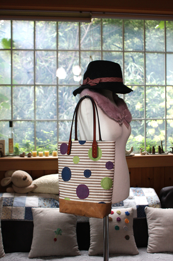 New Women's Bags Dot Stripe Middle Back