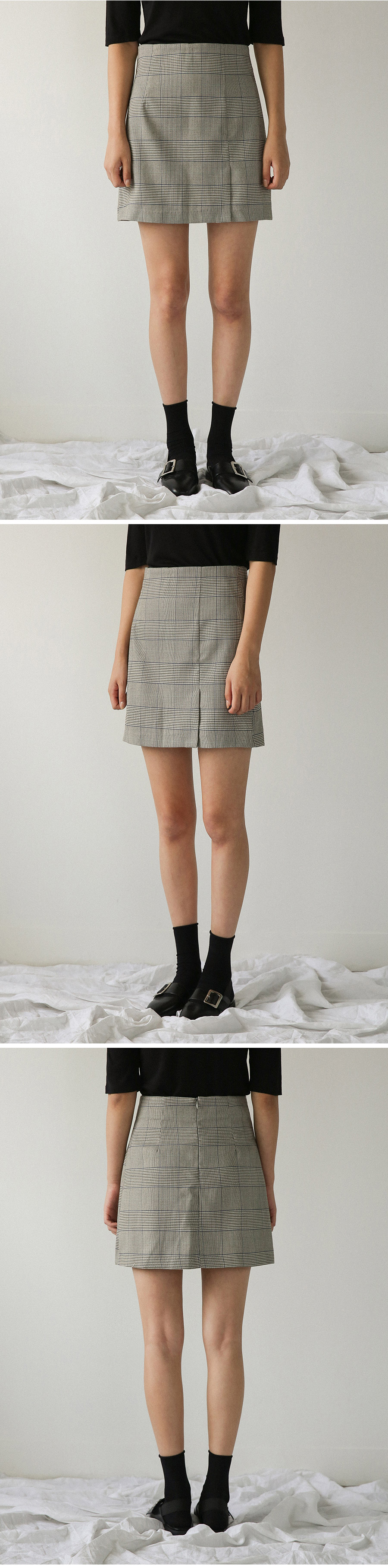 A line check mini skirt skirt short front gingham 