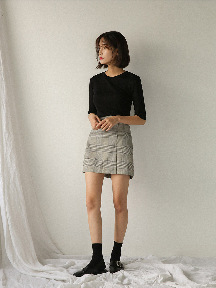 A line check mini skirt skirt short front gingham 