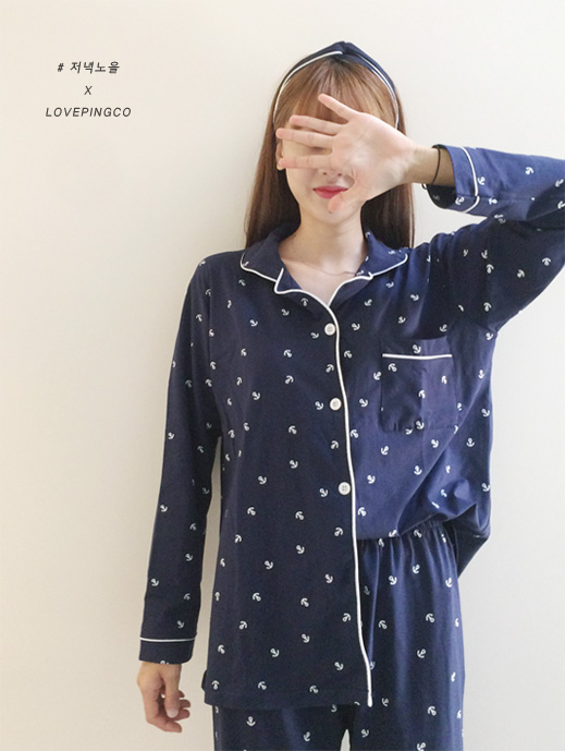 New anchor long sleeves pajama pajamas set homewar