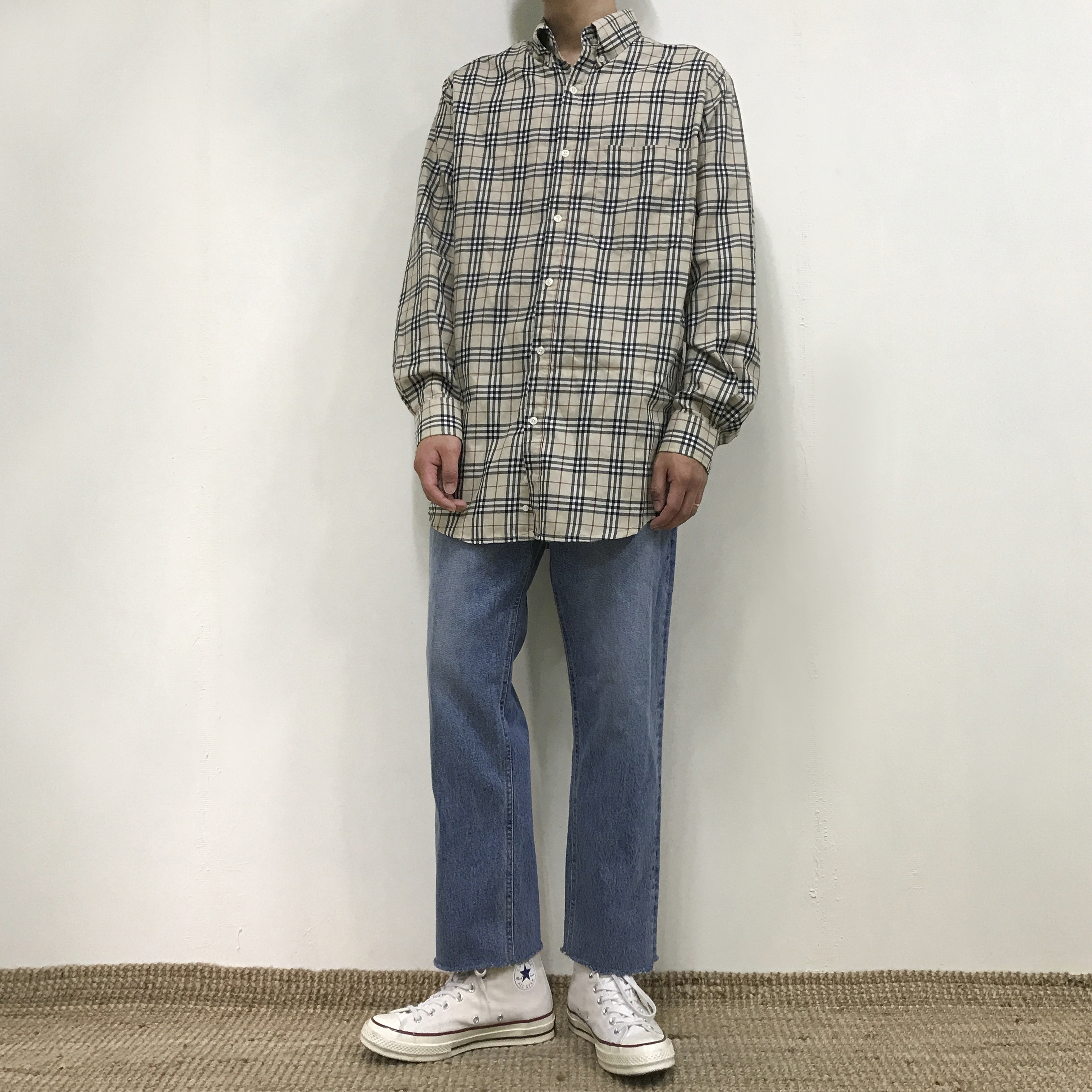 Korea Jeans Pants Crop Cutting Wide Jeans Men's