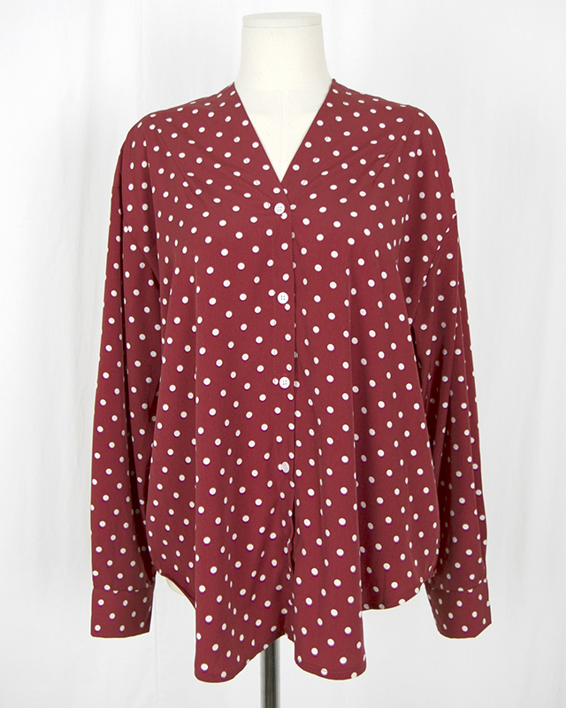 NEW FASHION LADY GIRL Blouse V-neck dot blouse