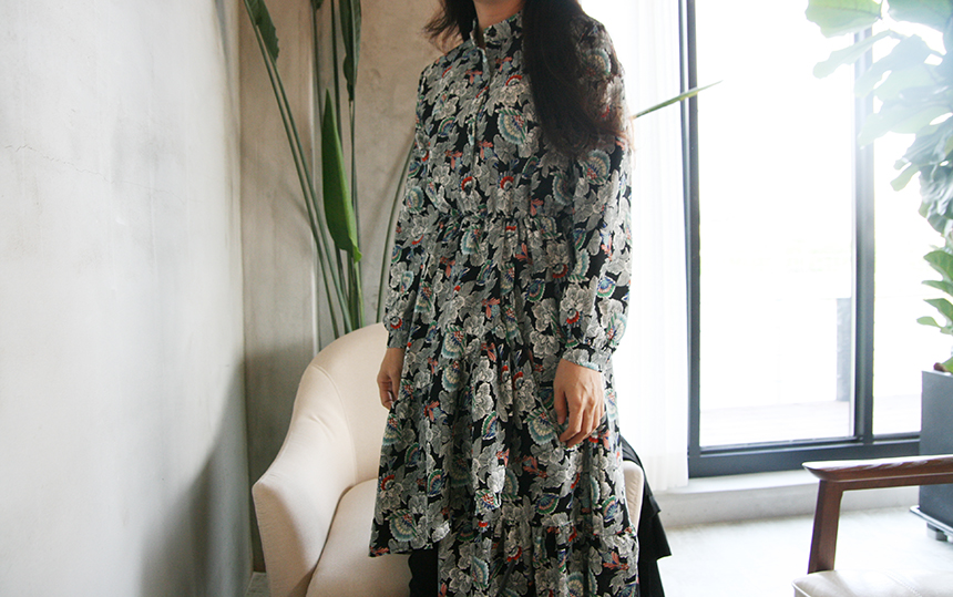 New Women Dress Autumn Flower Dress