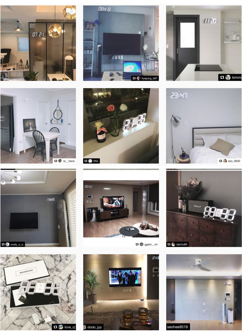 Design White modern wall clock PLUS + LED interior