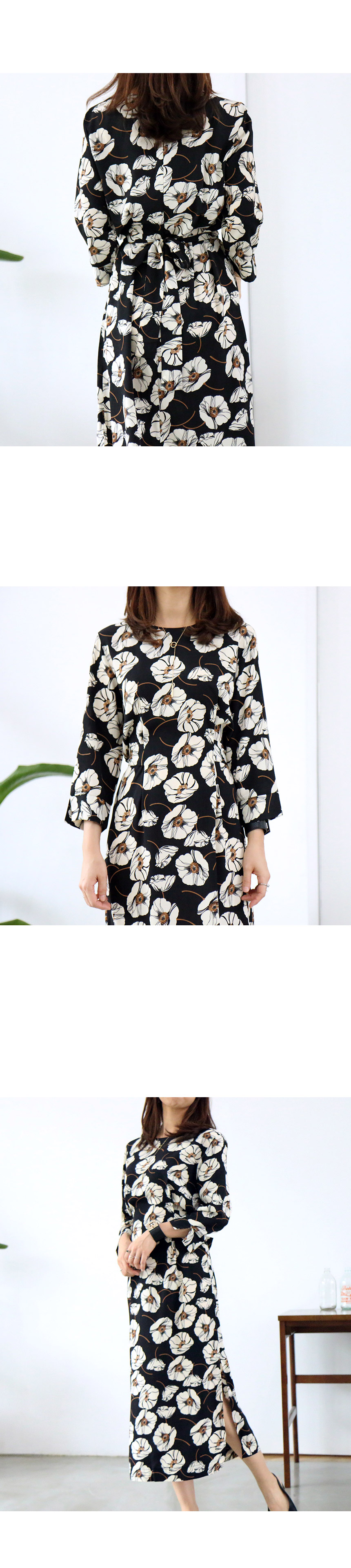 New Women Dress flower autumn full-length long-sle