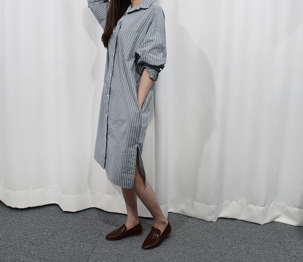 New striped shirt dress 2 col