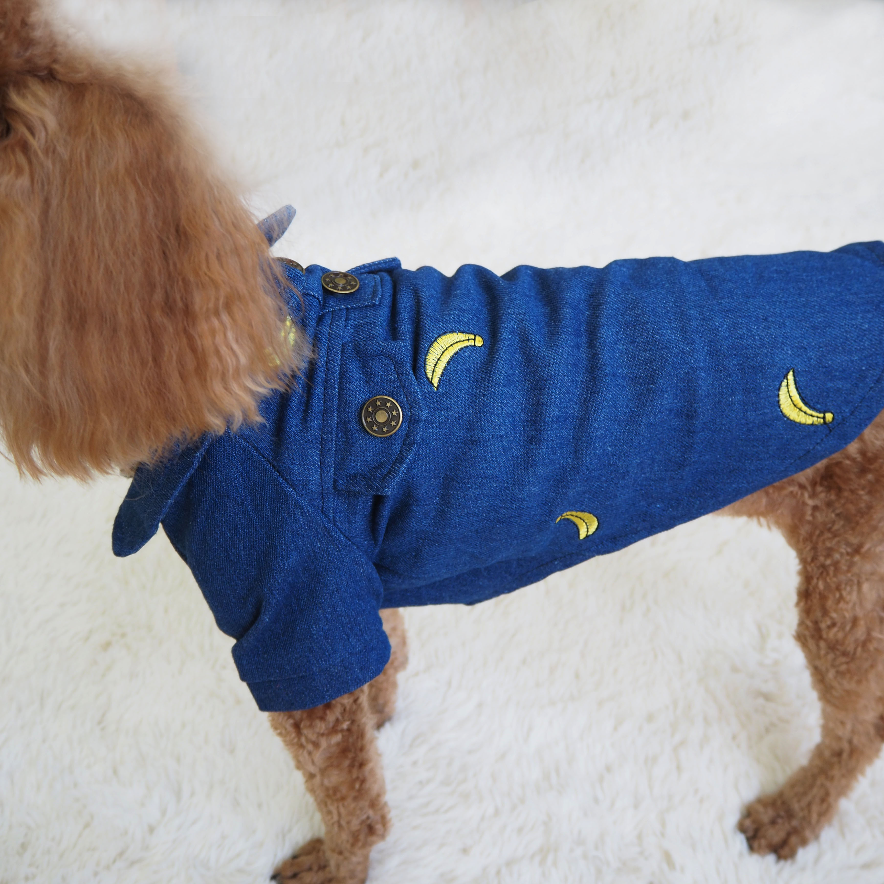 NEW DOG FASHION banana embroidery blue south denim