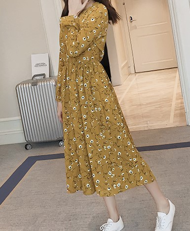 New Women Dress Flower Long Dress One Piece Chiffo