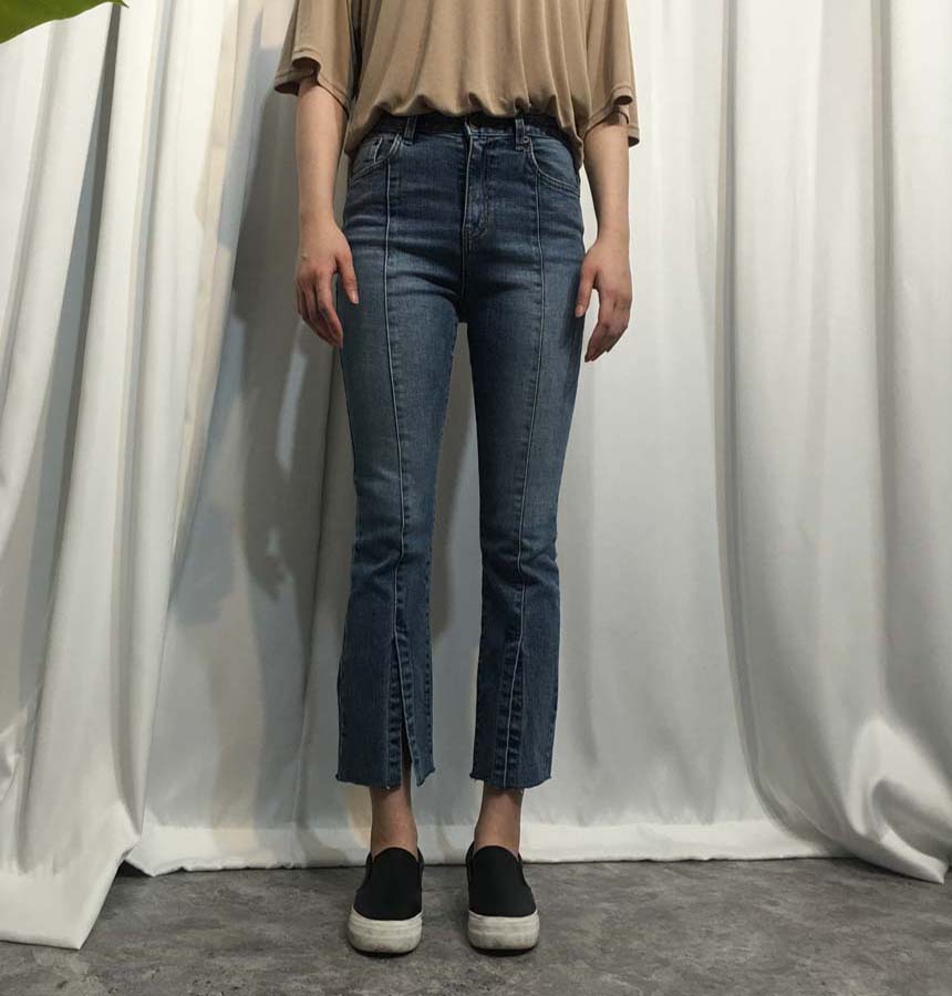 Women Jeans Pants Evisu Cutting Washing Blue Boots