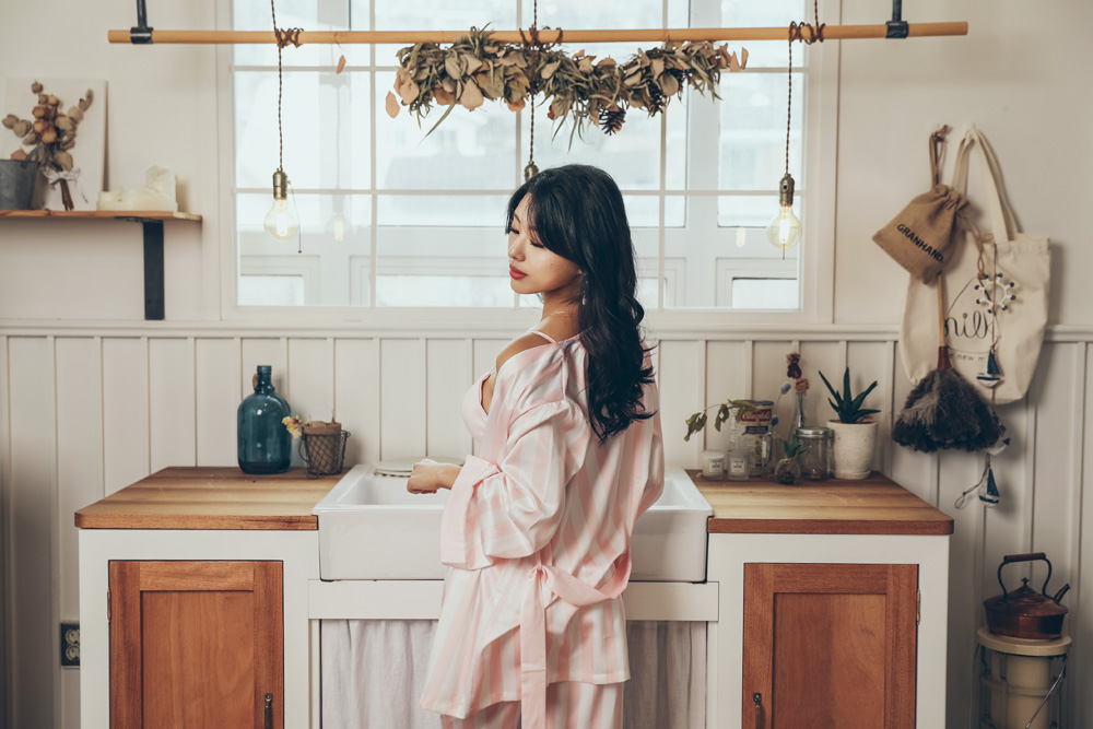 New Karen Stripe Pajamas 4-piece set Women's pa