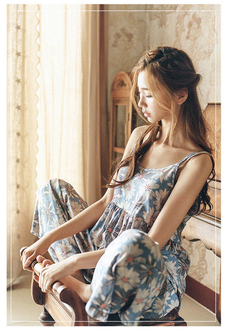 New Flower Pajama Set Women 30s Sleepwear Sleepwea