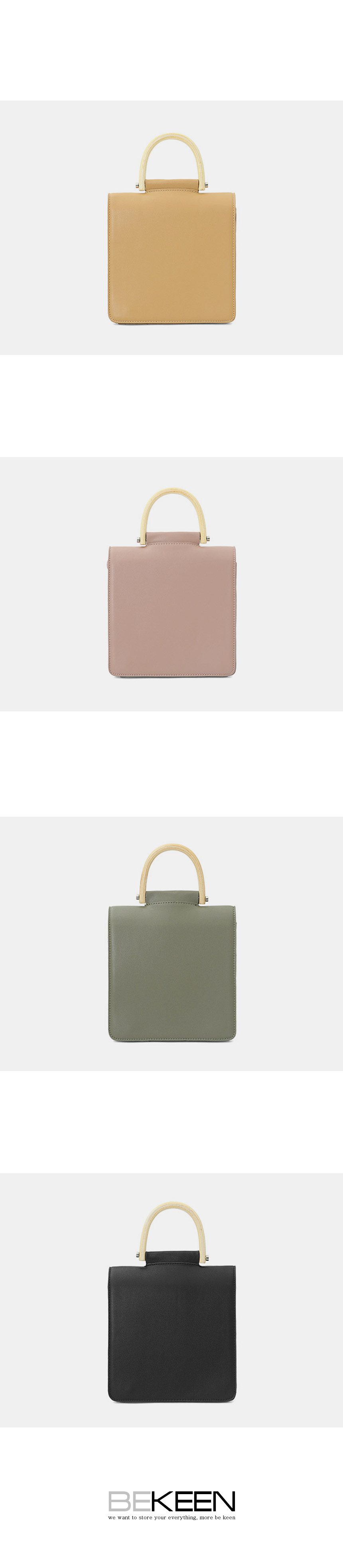 New Wooden Handle Square Mini Tote Cross Bag - Sho