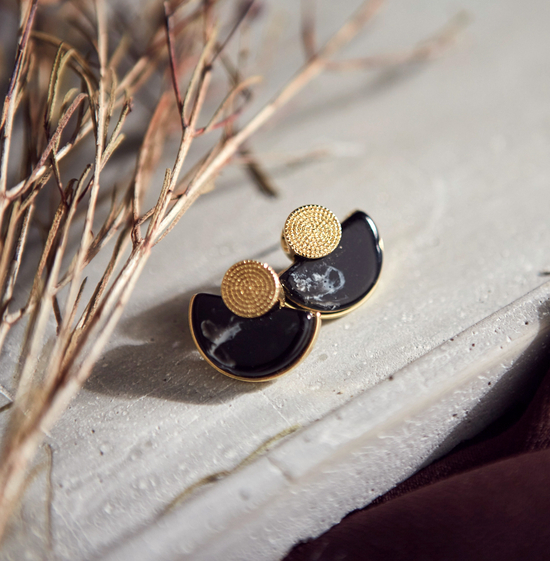 Roussele Hommage Marble Earrings Silver Earrings P