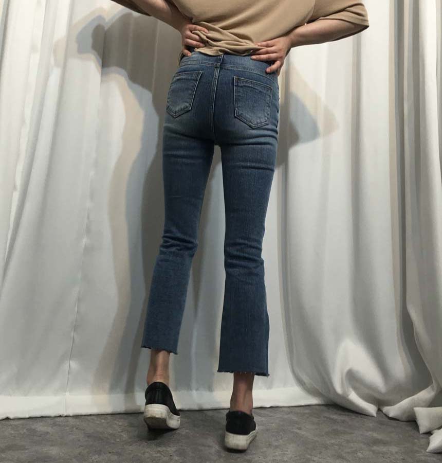 Women Jeans Pants Evisu Cutting Washing Blue Boots