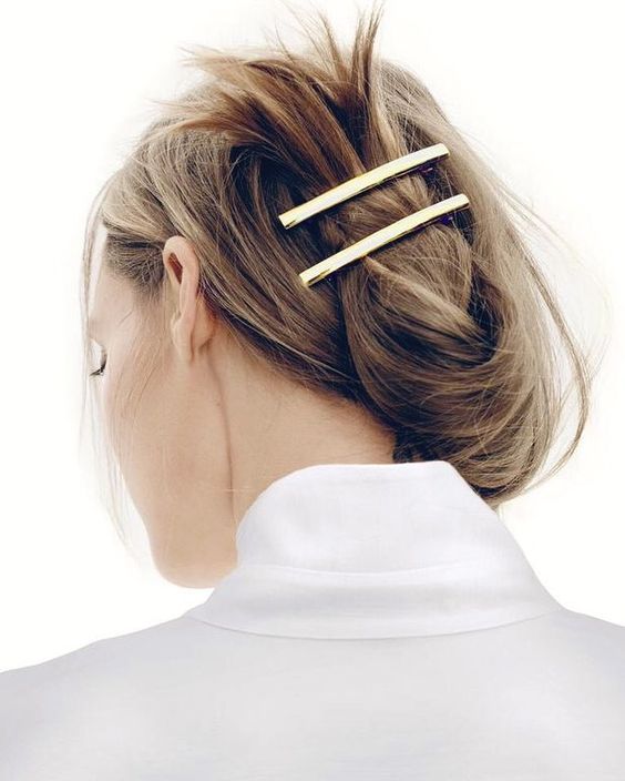 Hair Accessories Square Slim Matte Hairpin Gold Da