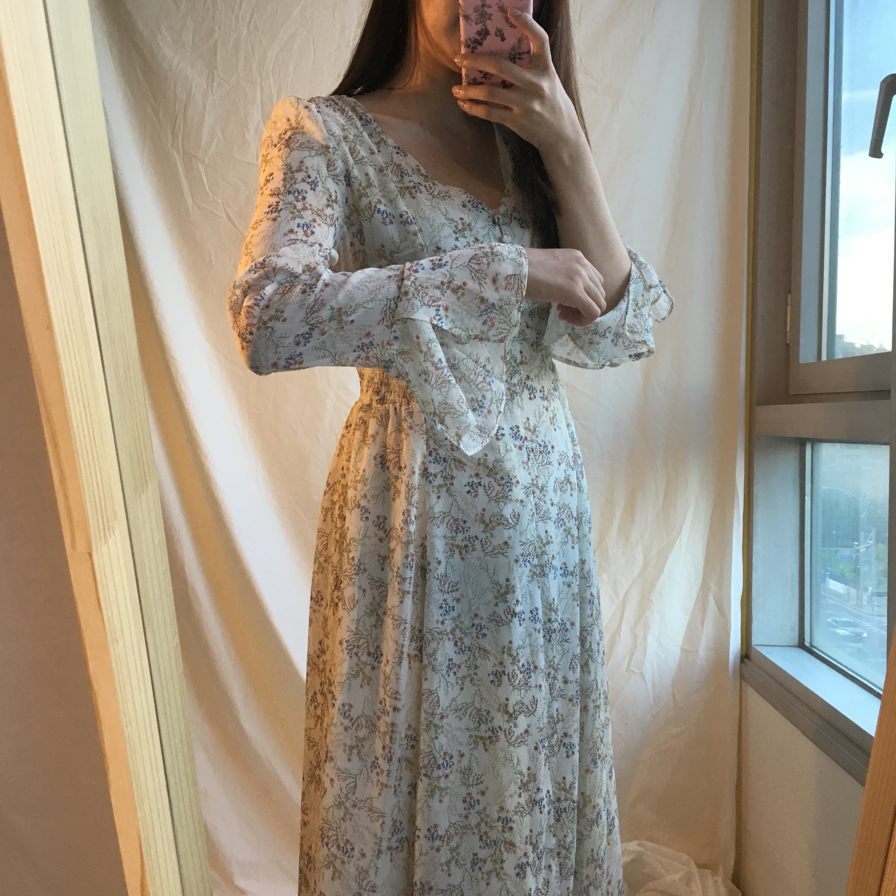 New Women Dress Wild Flower Chiffon Dress Sleeping