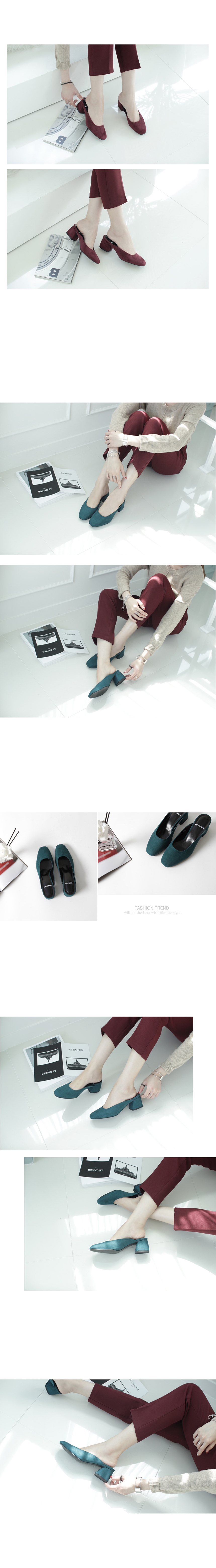 New Suede Blower 5.8cm Tongue Middle Heel Backless