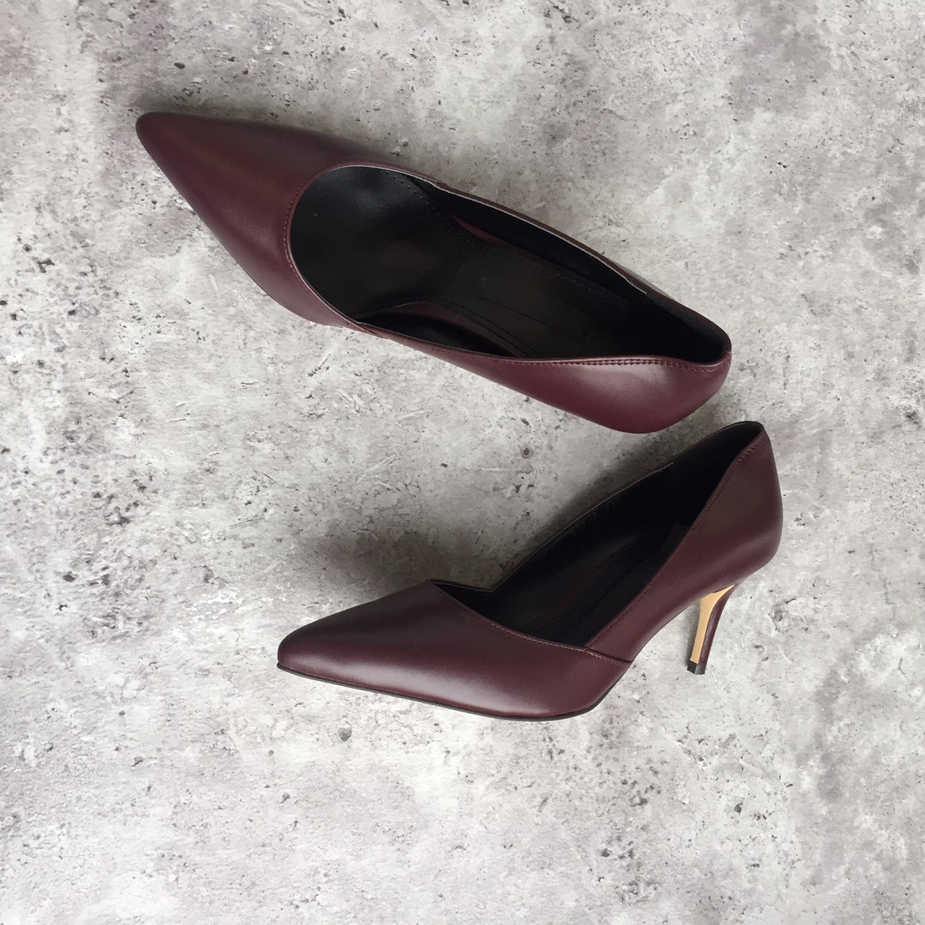 Premium cowhide stiletto mid heel 7cm handmade sho