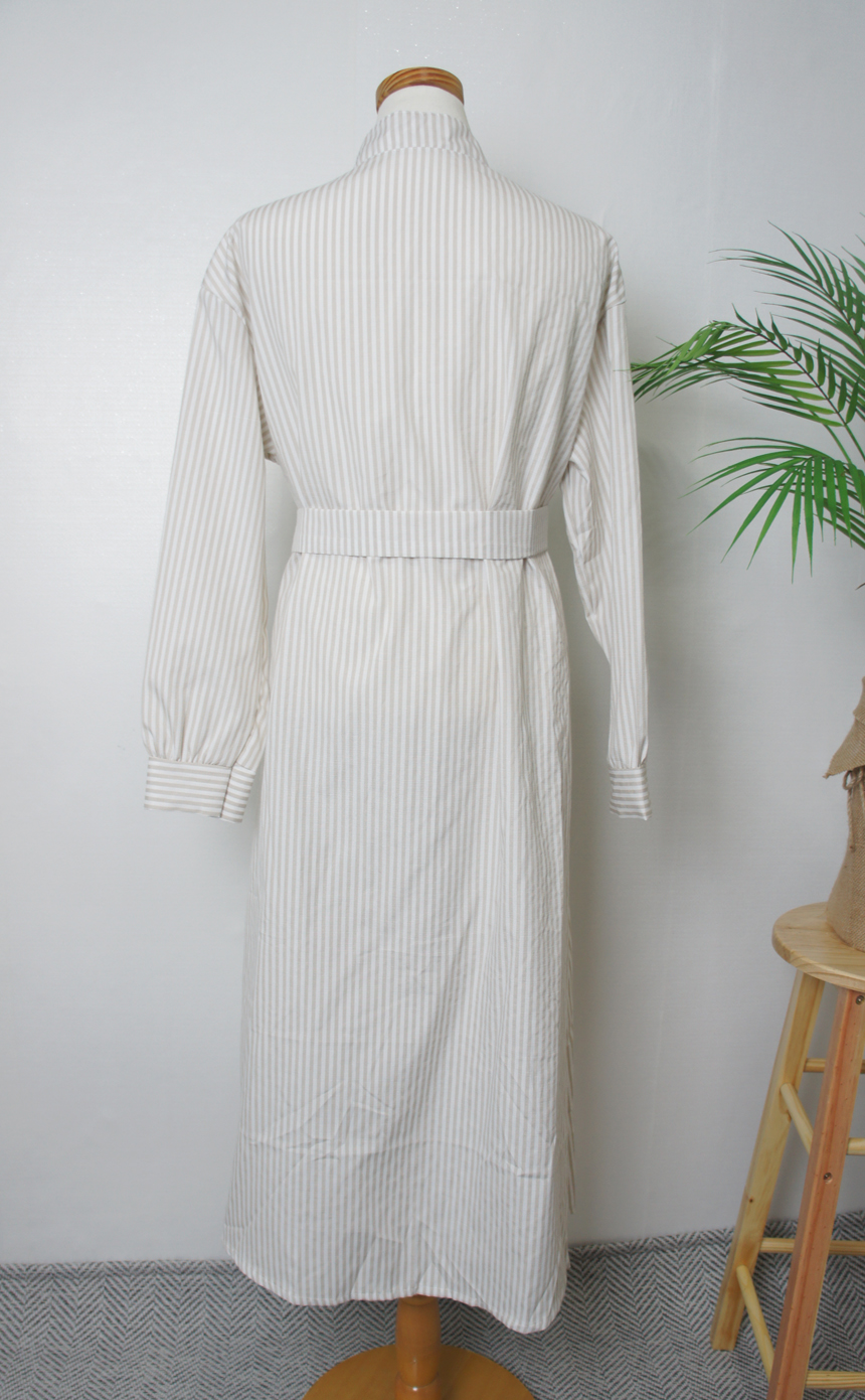 New Stripe Shirt Long Dress One-Piece Waistcoat Se
